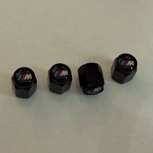 BMW Motorsports Valve Stem Caps in Black Set of 4 NWT
